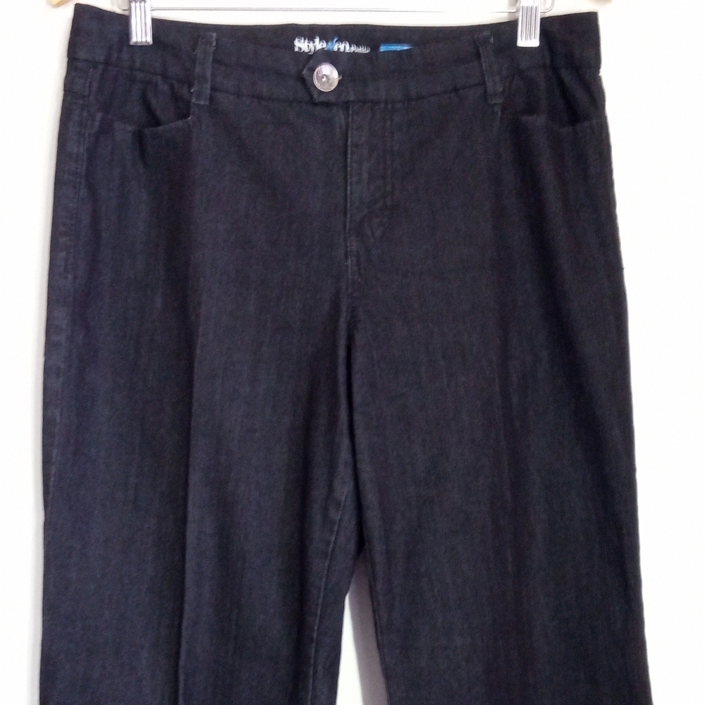 Style & Co black wide leg trouser jeans with tummy control size 12 petite